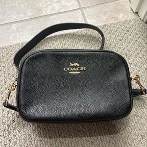 Coach Jamie Black Pebbled Leather Crossbody Camera Bag Purse with Gold Hardware